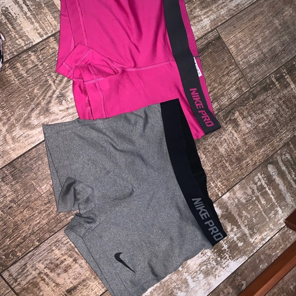 2 Nike pro shorts one is grey and one is pink - Picture 2 of 5